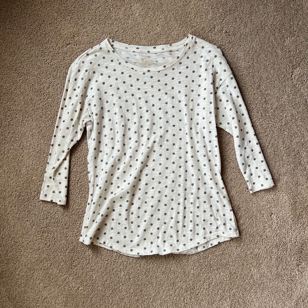 Sonoma 3/4 Length Sleeve Polka Dot Tee Size XS